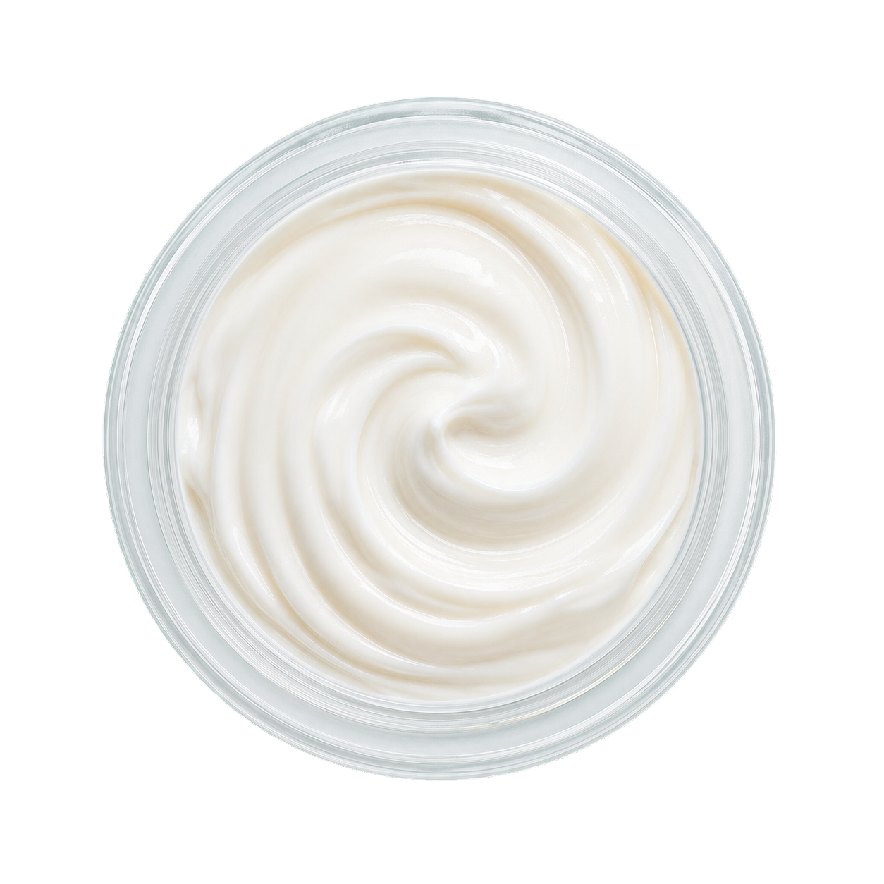 Pot ouvert de crème ivoire vu du dessus